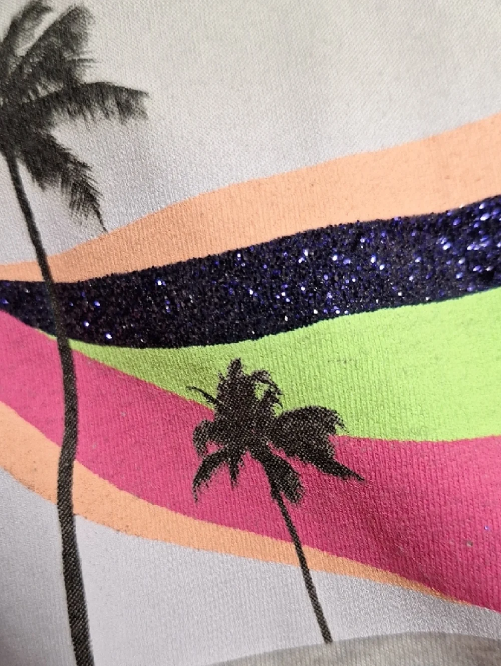Justice Kids Grey Palm-Print Tank Top with Pink Trim